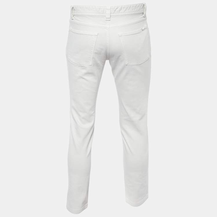 Pre Owned Loro Piana Light Beige Cotton Slim Fit Trousers M