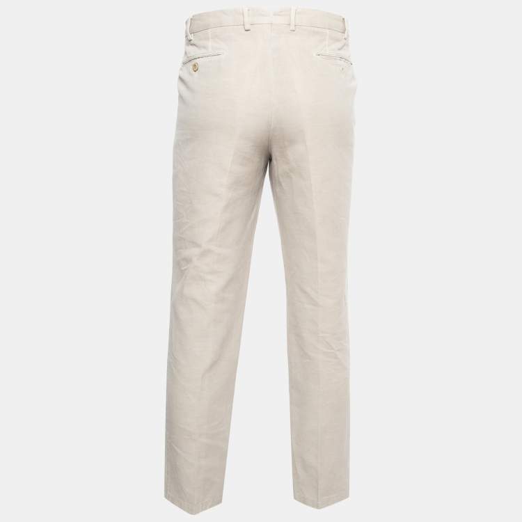 Pre Owned Loro Piana Beige Linen Blend Trousers XL