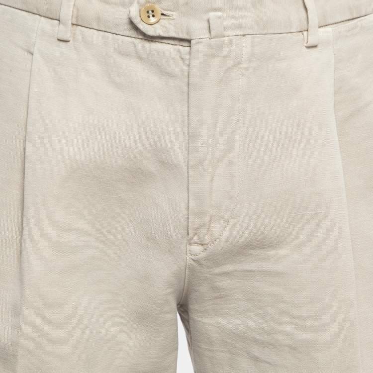 Pre Owned Loro Piana Beige Linen Blend Trousers XL