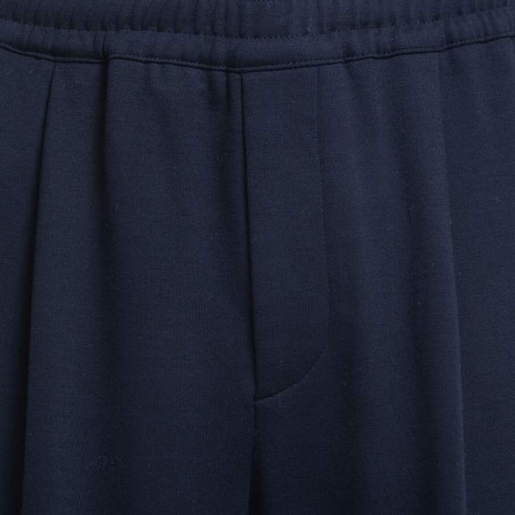 Pre Owned Loro Piana Navy Blue Wool Knit Drawstring Joggers XXL