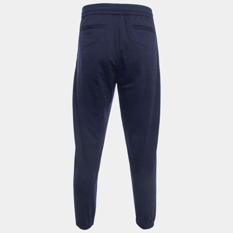 Pre Owned Loro Piana Navy Blue Wool Knit Drawstring Joggers XXL