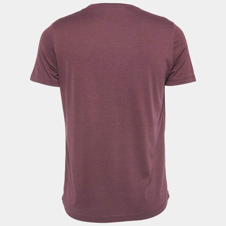 Pre Owned Loro Piana Burgundy Cotton Crew Neck T-Shirt M
