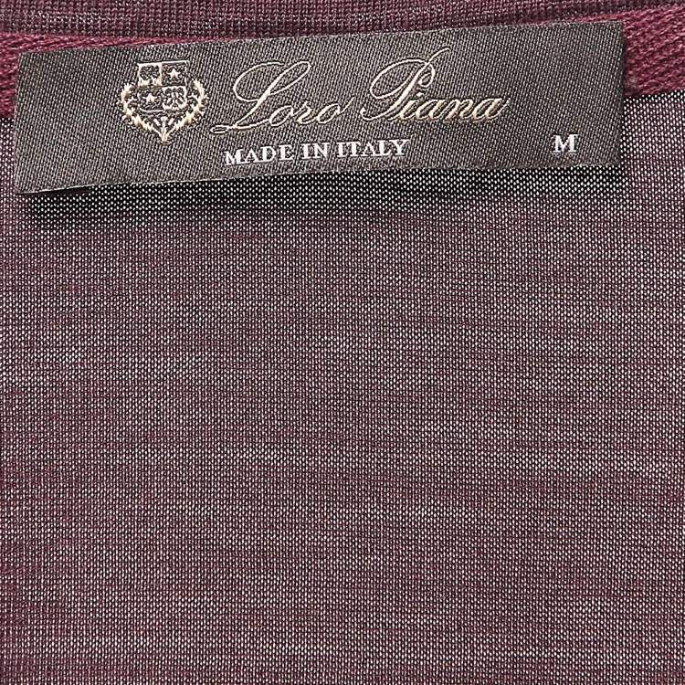 Pre Owned Loro Piana Burgundy Cotton Crew Neck T-Shirt M
