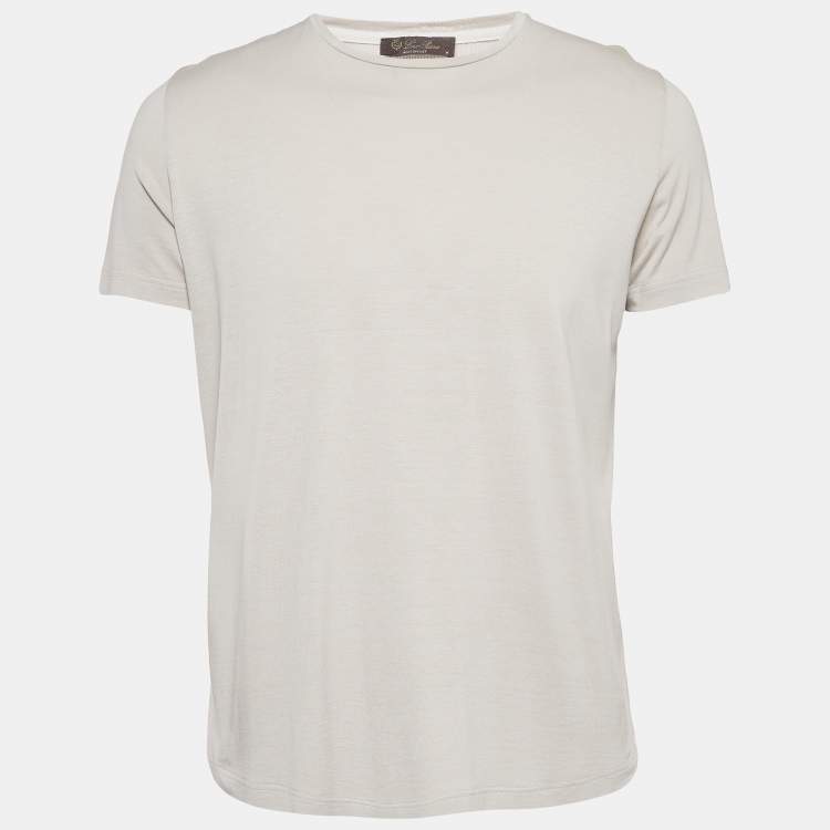 Pre Owned Loro Piana Grey  Cotton Blend Crew Neck T-Shirt M