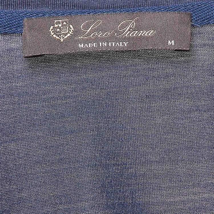 Pre Owned Loro Piana Blue Cotton Blend Crew Neck T-Shirt M