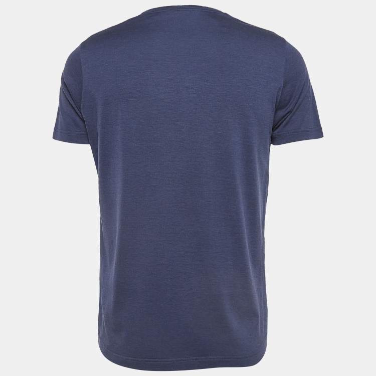 Pre Owned Loro Piana Blue Cotton Blend Crew Neck T-Shirt M