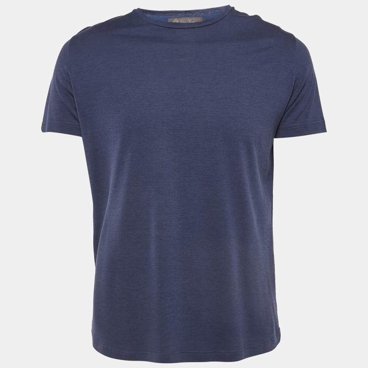 Pre Owned Loro Piana Blue Cotton Blend Crew Neck T-Shirt M