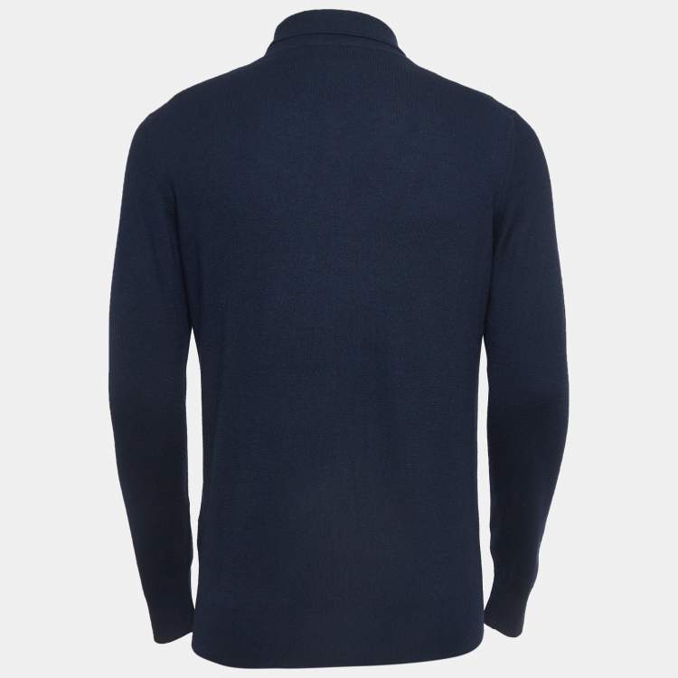 Pre Owned Loro Piana Navy Blue Baby Cashmere Turtle Neck Sweater L