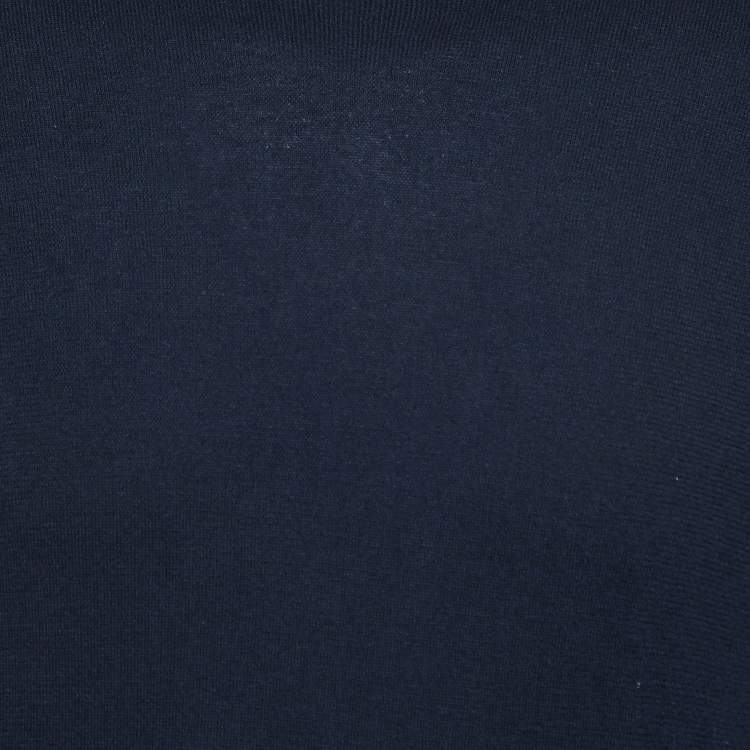Pre Owned Loro Piana Navy Blue Baby Cashmere Turtle Neck Sweater L