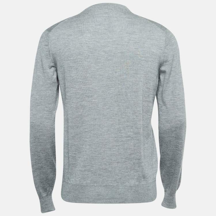 Pre Owned Loro Piana Grey Cashmere V-Neck Sweater M