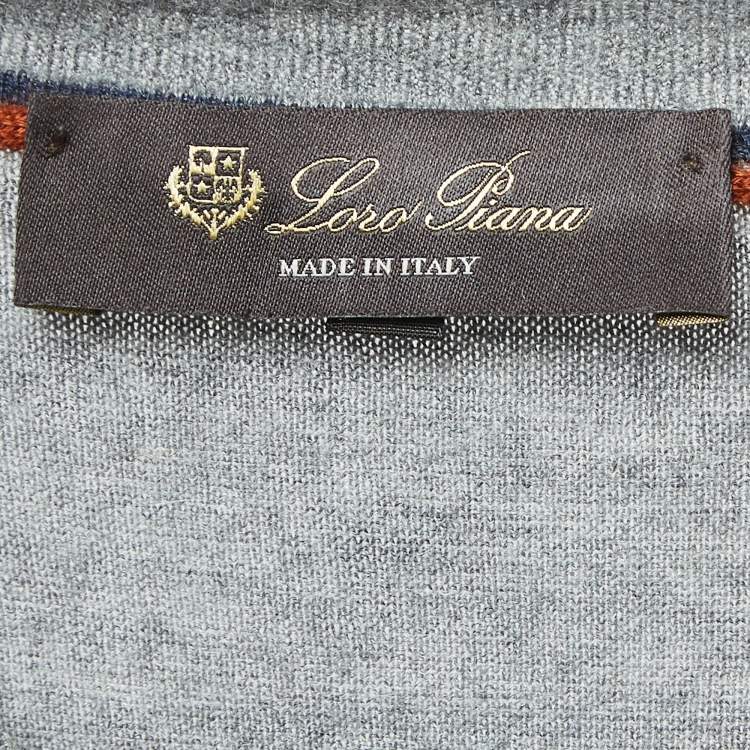 Pre Owned Loro Piana Grey Cashmere V-Neck Sweater M
