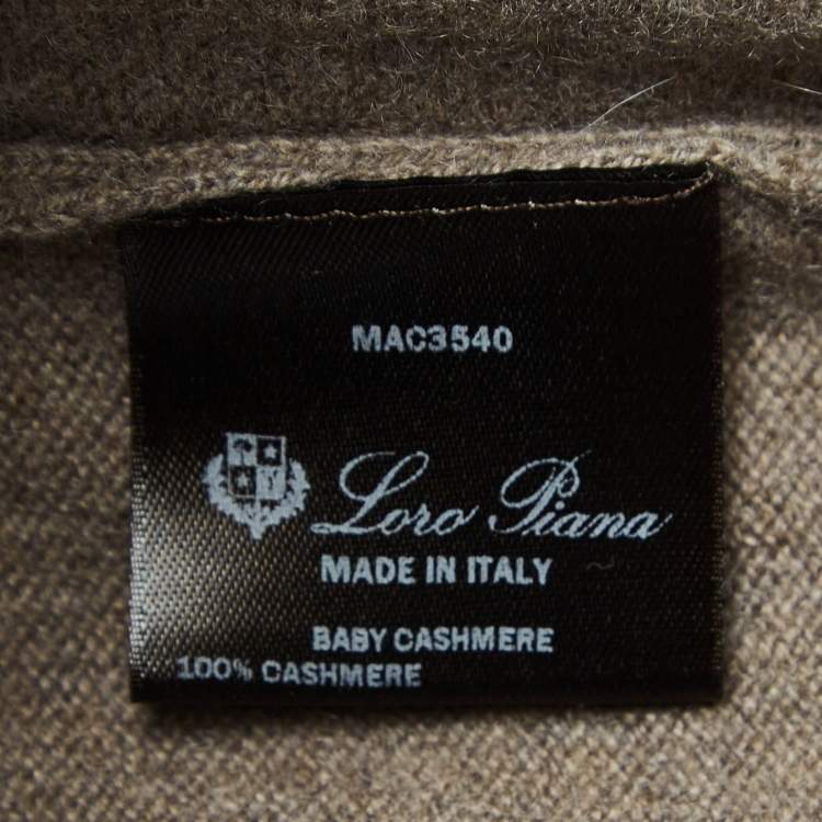 مملوكة مسبقًا Loro Piana Brown Baby Cashmere V-Neck Sweater M