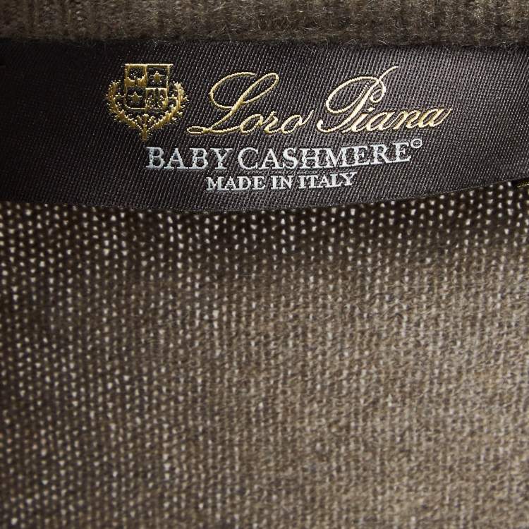 مملوكة مسبقًا Loro Piana Brown Baby Cashmere V-Neck Sweater M