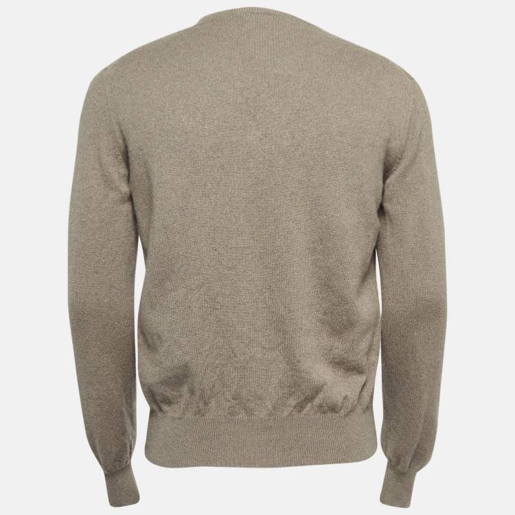 مملوكة مسبقًا Loro Piana Brown Baby Cashmere V-Neck Sweater M
