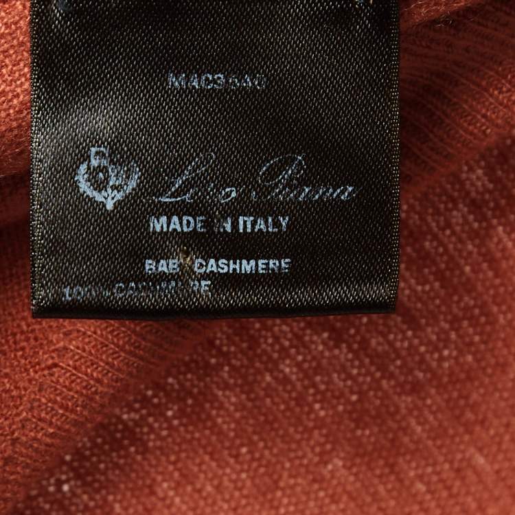 Pre Owned Loro Piana Orange Baby Cashmere Turtle Neck Sweater M