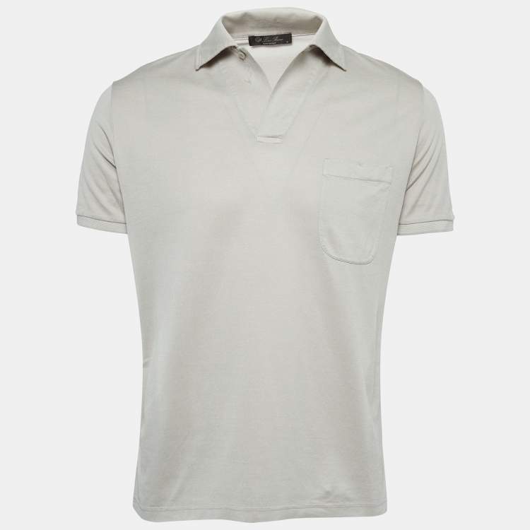 Pre Owned Loro Piana Beige Cotton and Silk Knit Polo T-Shirt S