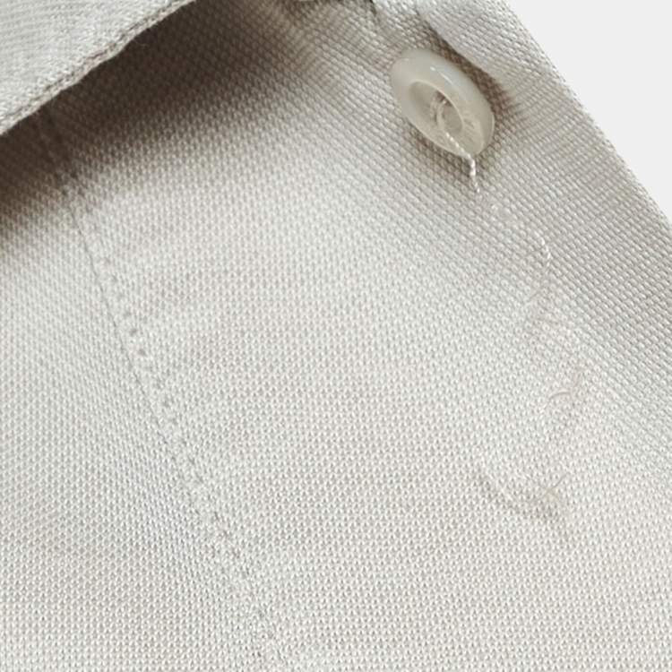 Pre Owned Loro Piana Beige Cotton and Silk Knit Polo T-Shirt S