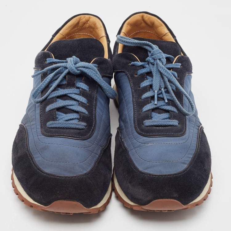 مملوكة مسبقًا Loro Piana Blue/Navy Blue Suede And Nylon Low Top Sneakers Size 42