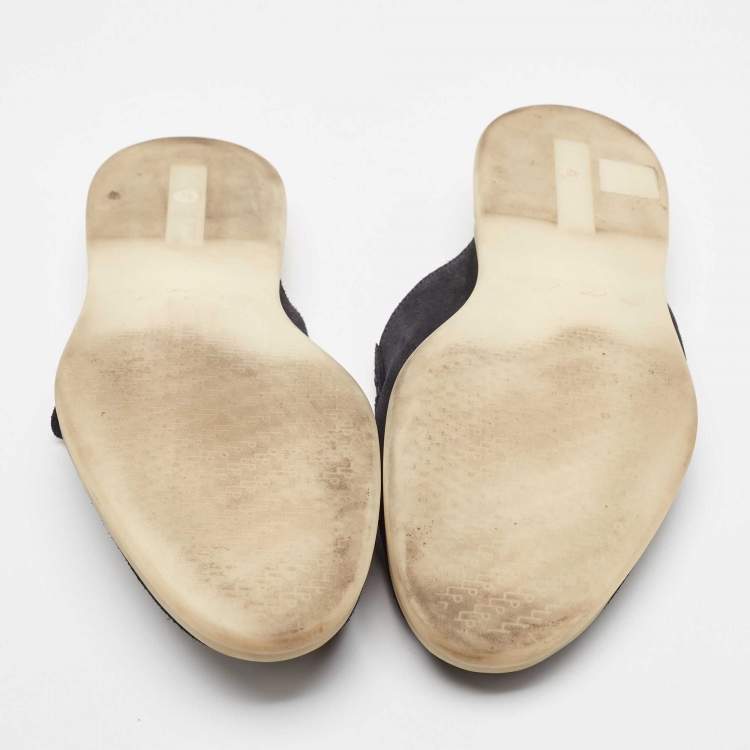 Pre Owned Loro Piana Black Suede Babouche Walk Mules Size 42