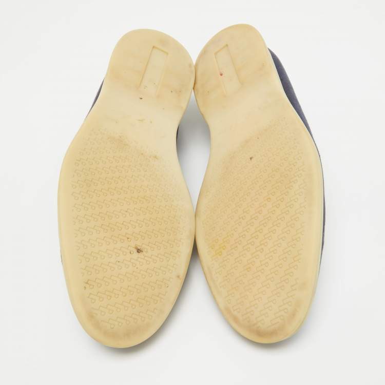 Pre Owned Loro Piana Navy Blue Fabric and Suede Summer Walk Loafers Size 45