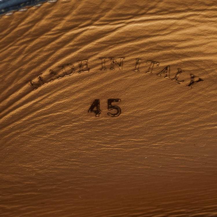 Pre Owned Loro Piana Navy Blue Nubuck Leather Ankle Length Boots Size 45