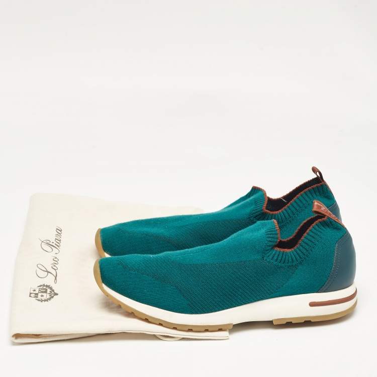 Pre Owned Loro Piana Green Knit Fabric 360 LP Flexy Walk Sneakers Size 42