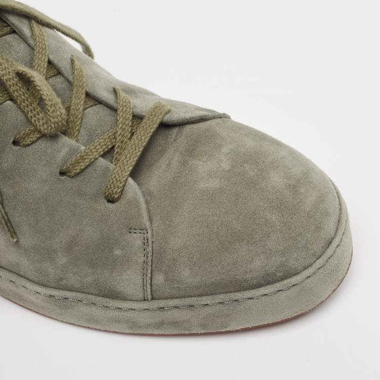 مملوكة مسبقًا Loro Piana Green Suede Nuages Lace Up Sneakers  Size 44