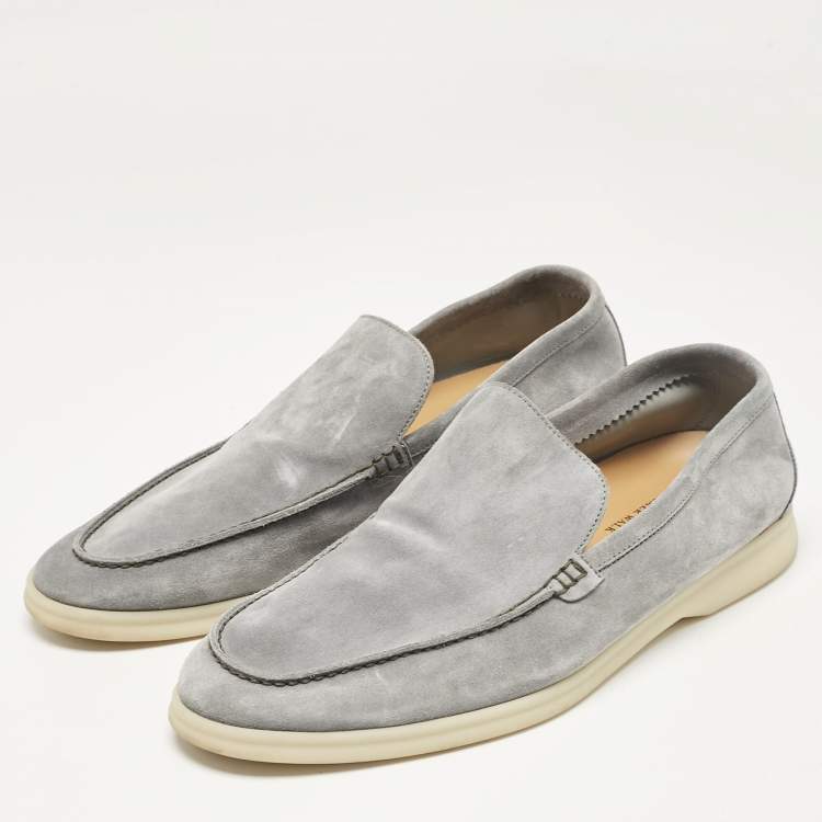 Pre Owned Loro Piana Grey Suede Summer Walk Loafers Size 45