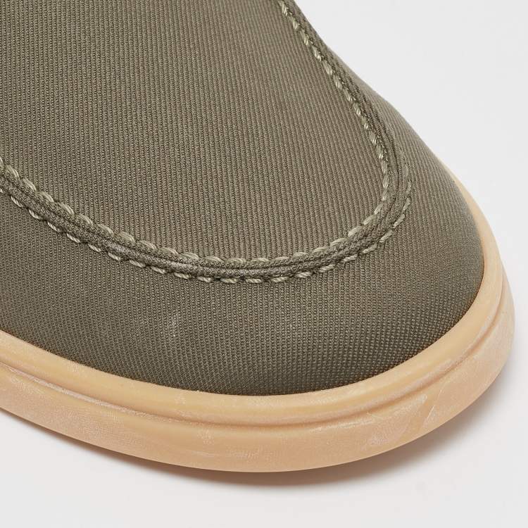 Pre Owned Loro Piana Green Canvas Lace Up Sneakers Size 44