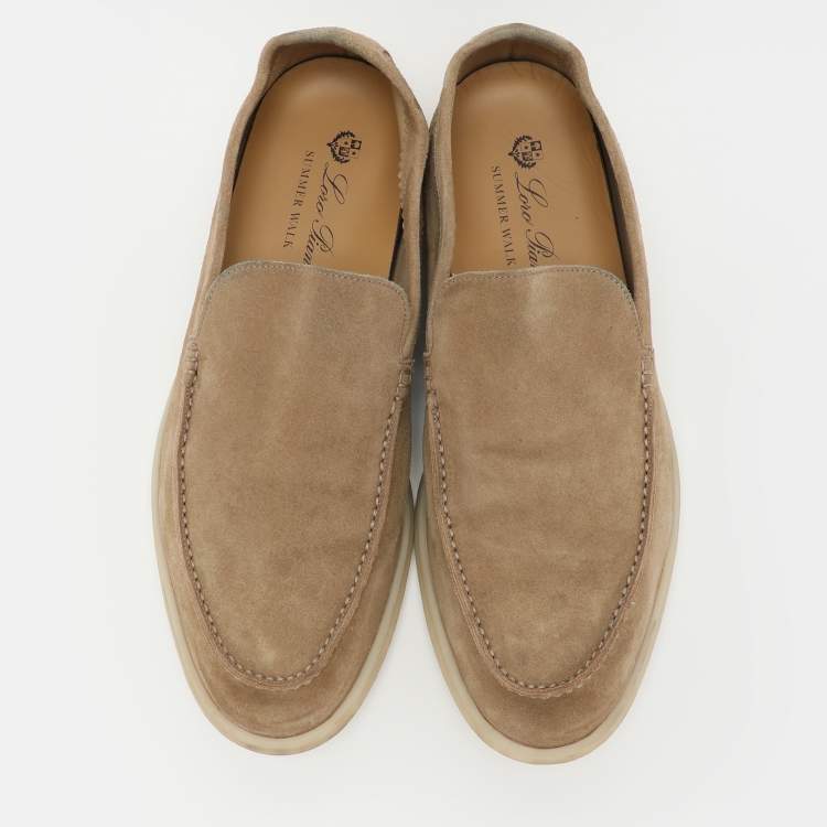 Pre Owned Loro Piana Beige Suede Summer Walk Loafers Size 43