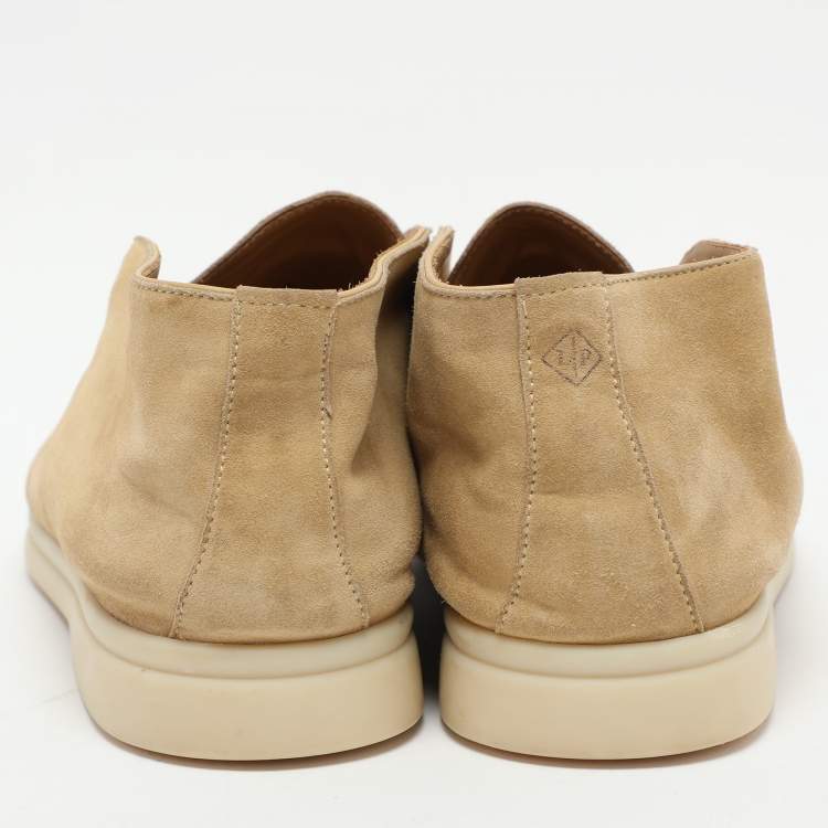 Pre Owned Loro Piana Beige Suede Open Walk Ankle Length Boots Size 42