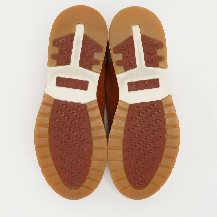 مملوكة مسبقًا Loro Piana Brown Knit Fabric 360 LP Flexy Walk Slip On Sneakers Size 38
