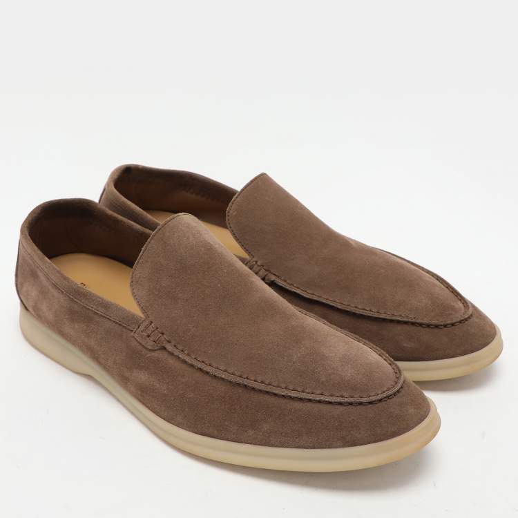 Pre Owned Loro Piana Brown Suede Summer Walk Loafers Size 45.5