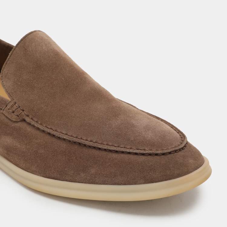 Pre Owned Loro Piana Brown Suede Summer Walk Loafers Size 45.5