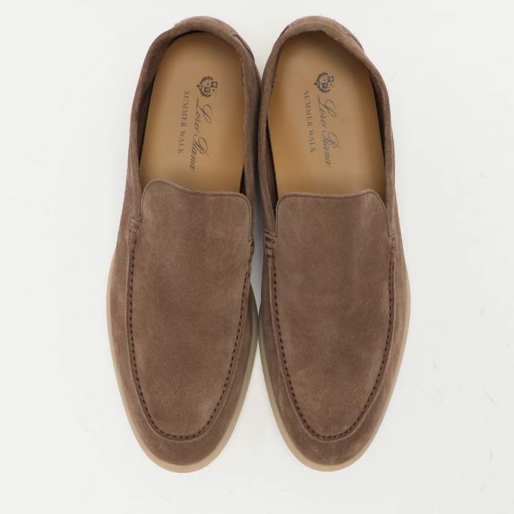 Pre Owned Loro Piana Brown Suede Summer Walk Loafers Size 45.5
