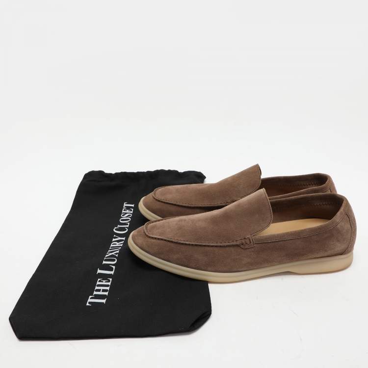 Pre Owned Loro Piana Brown Suede Summer Walk Loafers Size 45.5