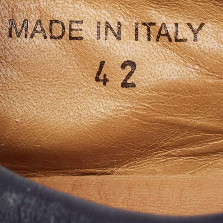 Pre Owned Loro Piana Navy Blue Suede and Leather Freetime Walk Sneakers Size 42
