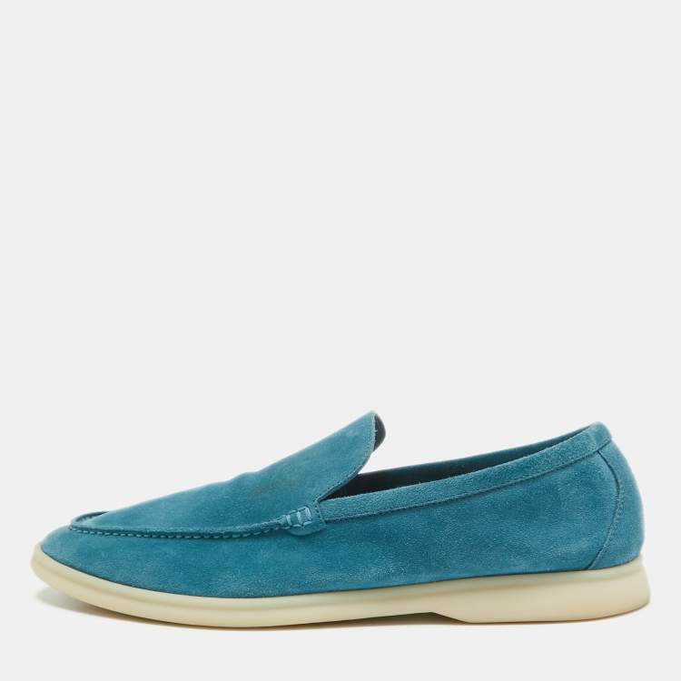 Pre Owned Loro Piana Blue Suede Summer Walk Loafers Size 43