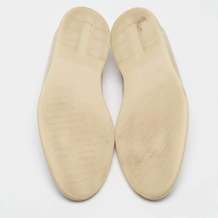 Pre Owned Loro Piana Beige Suede Summer Walk Loafers Size 43.5