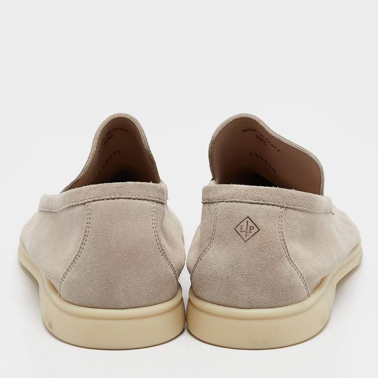 Pre Owned Loro Piana Beige Suede Summer Walk Loafers Size 43.5