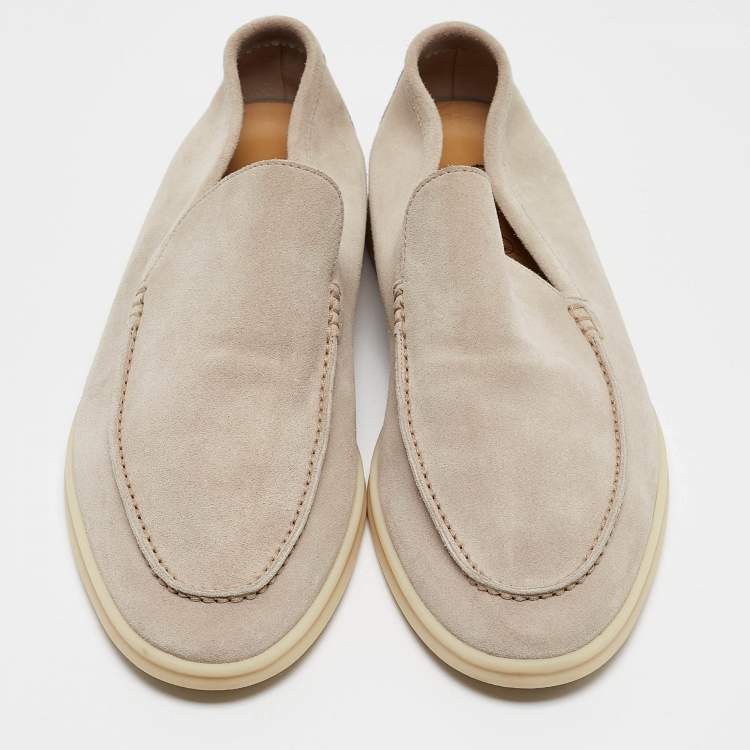 Pre Owned Loro Piana Beige Suede Summer Walk Loafers Size 43.5