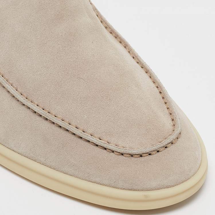 Pre Owned Loro Piana Beige Suede Summer Walk Loafers Size 43.5