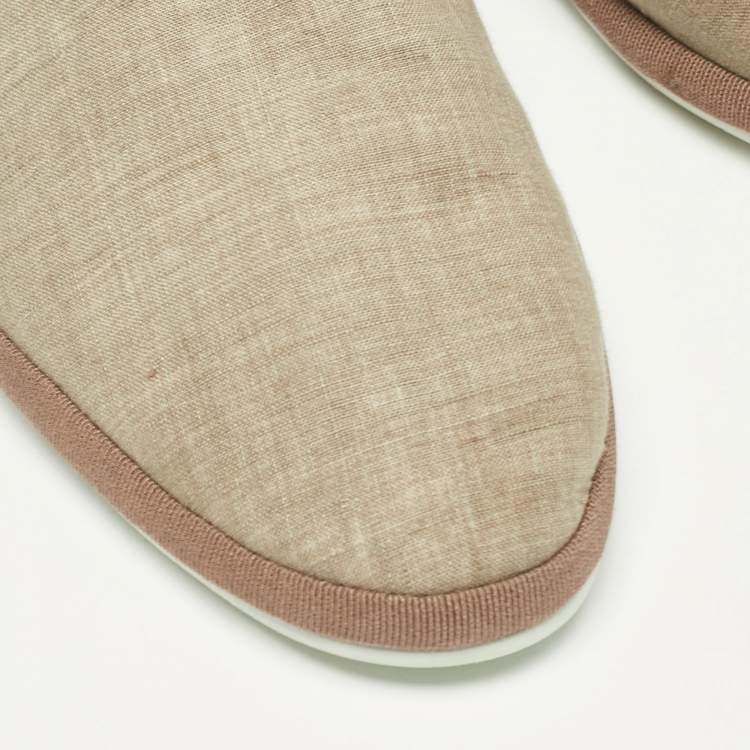 Pre Owned Loro Piana Olive Green Fabric Mules Size 44