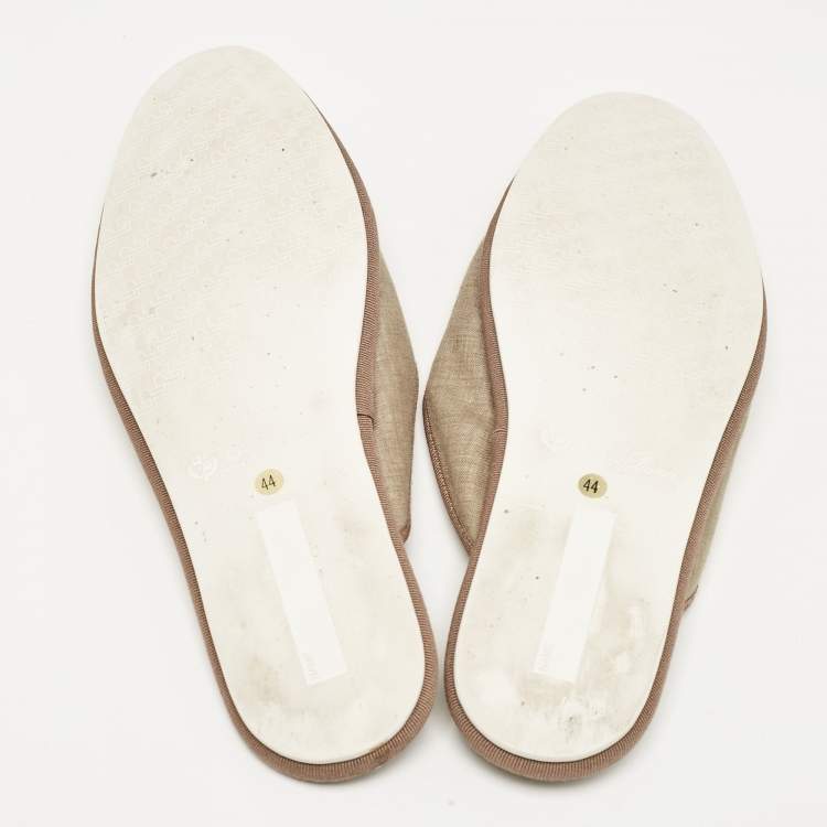 Pre Owned Loro Piana Olive Green Fabric Mules Size 44