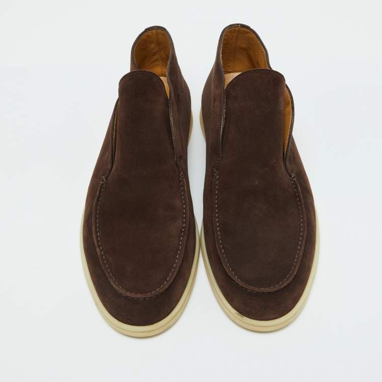 Pre Owned Loro Piana Dark Brown Suede Open Walk Ankle Length Boots Size 42