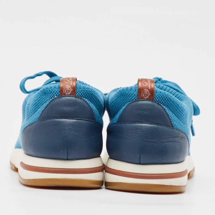 Pre Owned Loro Piana Blue Knit Fabric 360 LP Flexy Walk Sneakers Size 43