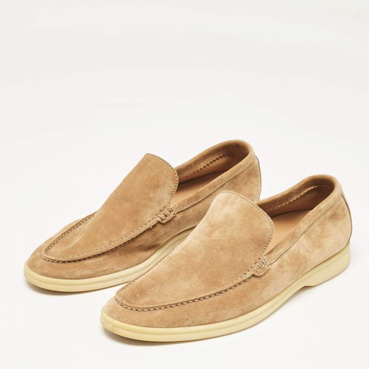 Pre Owned Loro Piana Brown Suede Summer Walk Loafers Size 40