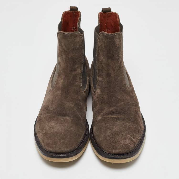 Pre Owned Loro Piana Brown Suede Beatle Walk Chelsea Boots Size 42