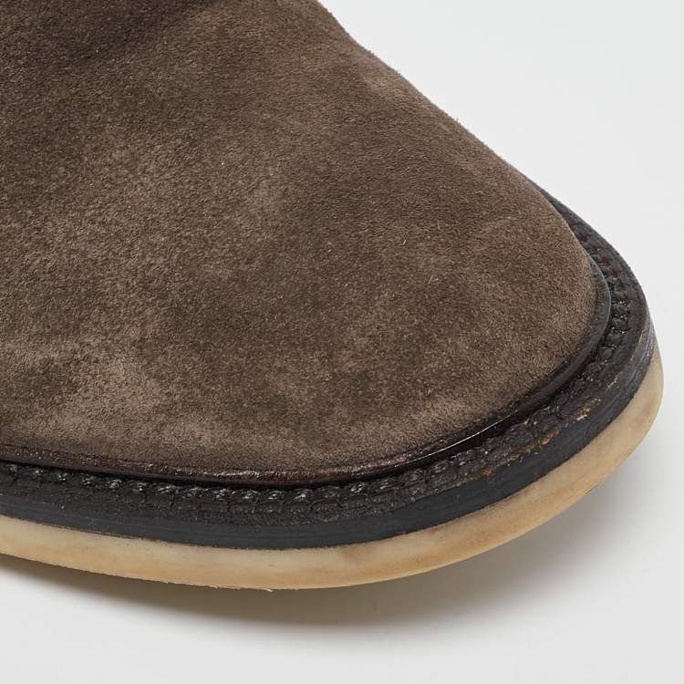 Pre Owned Loro Piana Brown Suede Beatle Walk Chelsea Boots Size 42