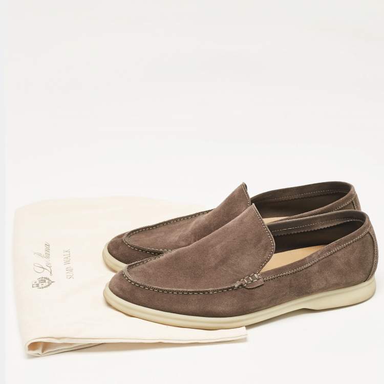 Pre Owned Loro Piana Brown Suede 'Summer Walk' Slip On Loafers Size 42
